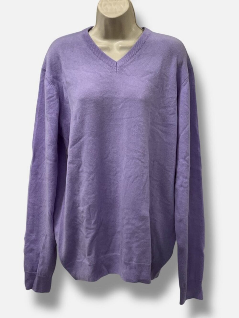 Saks Fifth Avenue Women's Purple Cashmere V-Neck Sweater Size XL